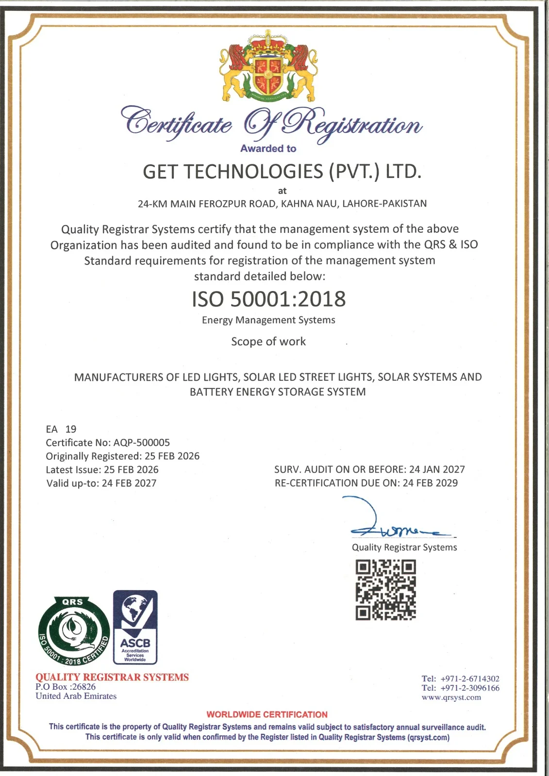 ISO 9001:2015 Certificate of Registration