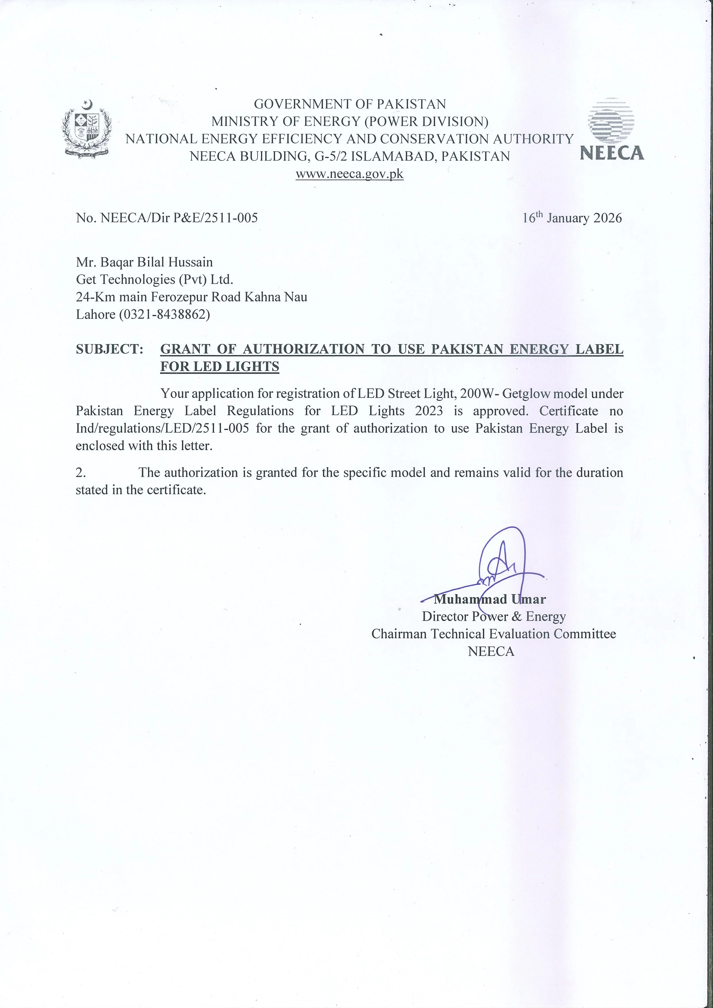 NEECA Registration GETGLOW Letter