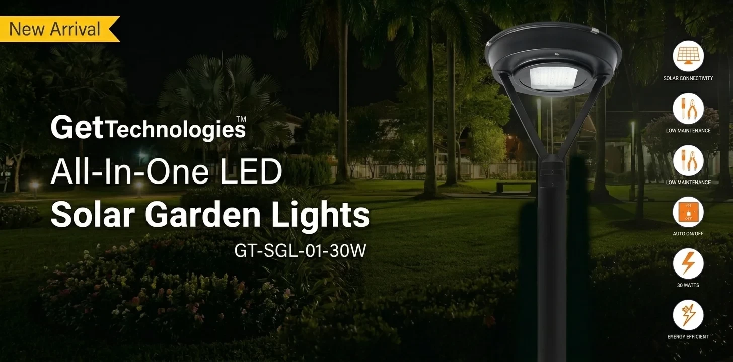 All-in-One LED Solar Garden Light GT-SGL-I-30W | Smart Outdoor Solar Lighting Solution 